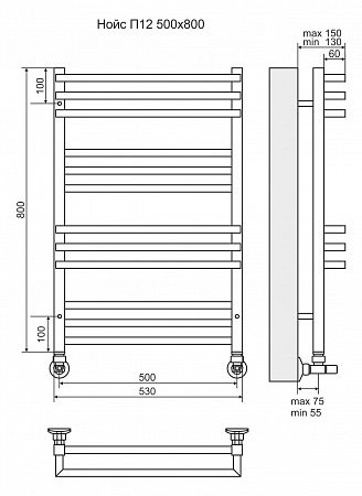 Нойс П12 500х800 Полотенцесушитель  TERMINUS Астрахань - фото 3