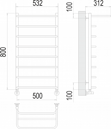 Полка П8 500х800  Полотенцесушитель  TERMINUS Астрахань - фото 3