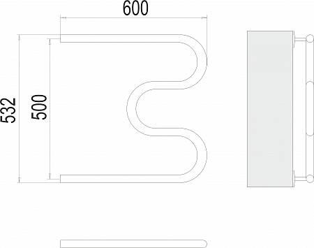 М-обр AISI 32х2 500х600 Полотенцесушитель  TERMINUS Астрахань - фото 3