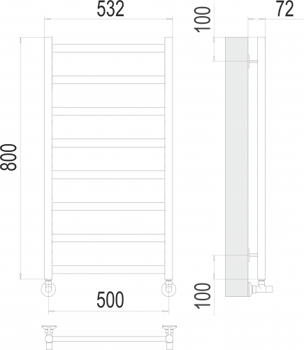 Аврора П8 500х800 Полотенцесушитель TERMINUS 9003 матовый