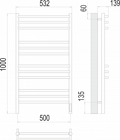 Прато П12 500х1000 электро (sensor quick touch) Полотенцесушитель  TERMINUS Астрахань - фото 3