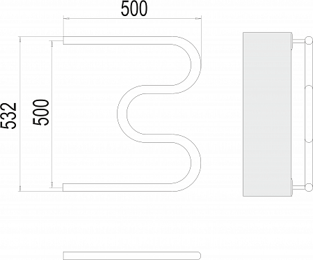 М-обр AISI 32х2 500х500 Полотенцесушитель  TERMINUS Астрахань - фото 3