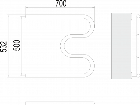 М-обр AISI 32х2 500х700 Полотенцесушитель  TERMINUS Астрахань - фото 3